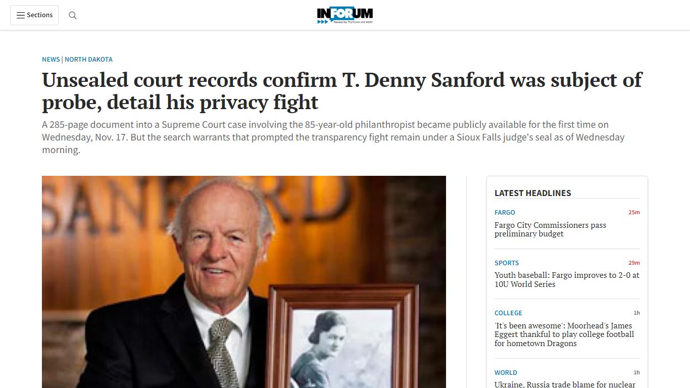 Unsealed court records confirm T. Denny Sanford was ...